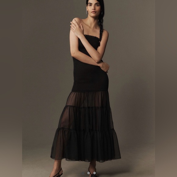 Bardot Dresses & Skirts - Bardot Black Sheer Trim Maxi Dress